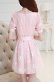 Pink Fit & Flare Above Knee Plus Size Floral Cute Dress for Casual Party Evening