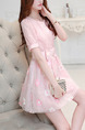 Pink Fit & Flare Above Knee Plus Size Floral Cute Dress for Casual Party Evening