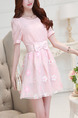 Pink Fit & Flare Above Knee Plus Size Floral Cute Dress for Casual Party Evening