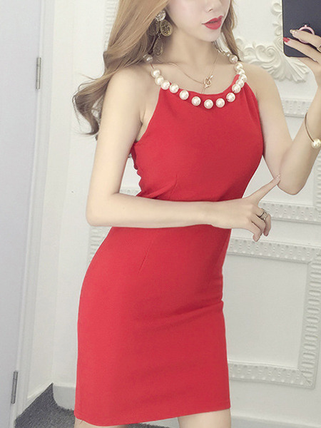 Red Bodycon Plus Size Above Knee Dress for Party Evening Cocktail