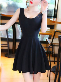 Black Fit & Flare Above Knee Dress for Party Evening Cocktail