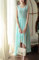 Blue Green Midi Plus Size Dress for Casual Evening Party