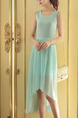 Blue Green Midi Plus Size Dress for Casual Evening Party