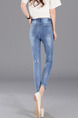 Blue Three Quarter Denim Pants for Casual