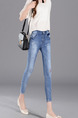 Blue Three Quarter Denim Pants for Casual