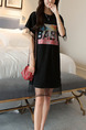 Black Shift Knee Length Plus Size Dress for Casual Party