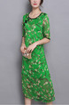 Green Shift Knee Length Plus Size Dress for Casual Party Evening