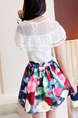 White Colorful Two Piece Above Knee Plus Size Dress for Casual Party