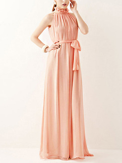 Apricot Maxi Dress for Bridesmaid Prom Ball Cocktail