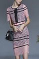 Pink Sheath Knee Length Lace Dress for Casual Office