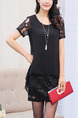 Black Shift Above Knee Plus Size Lace Dress for Casual Party Evening