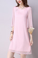 Pink Shift Cute Plus Size Above  Knee Dress for Casual Party