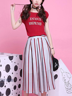 Red and Grey Midi Dress for Casual Party