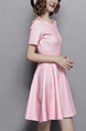 Pink Polka Dot Fit & Flare Above Knee Plus Size Cute Dress for Casual Party