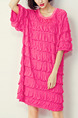 Pink Shift Above Knee Cute Plus Size Dress for Casual Party