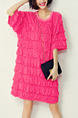 Pink Shift Above Knee Cute Plus Size Dress for Casual Party