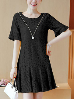 Black Shift Above Knee Plus Size Dress for Casual Office Party Evening