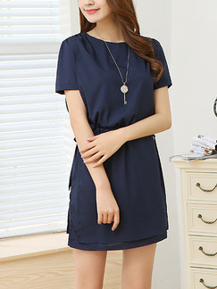 Blue Shift Above Knee Dress for Casual Office