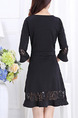Black Fit & Flare  Above Knee Plus Size Lace Dress for Casual Office Evening