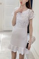 White Shift Above Knee Plus Size Lace Dress for Casual Party Nightclub