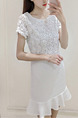 White Shift Above Knee Plus Size Lace Dress for Casual Party Nightclub