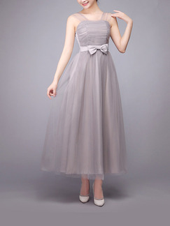 Grey Maxi Dress for Bridesmaid Prom