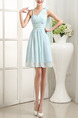 Blue Fit & Flare Above Knee Dress for Bridesmaid Prom