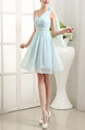 Blue Fit & Flare Above Knee Dress for Bridesmaid Prom