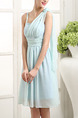 Blue Fit & Flare Above Knee Dress for Bridesmaid Prom