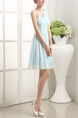 Blue Fit & Flare Above Knee Dress for Bridesmaid Prom