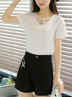 Black and White Two Piece Shirt Shorts Plus Size Jumpsuit for Casual Party Evening