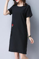 Black Shift Knee Length Plus Size Dress for Casual Party