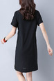 Black Shift Knee Length Plus Size Dress for Casual Party