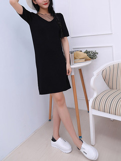 Black Shift Above Knee  Dress for Casual Party