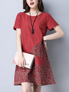 Red Shift Above Knee Plus Size Dress for Casual Office