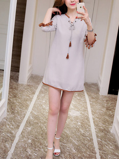 Grey Shift Above Knee Plus Size Dress for Casual Evening Party Nightclub