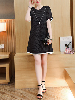 Black Shift Above Knee Plus Size Dress for Casual Party