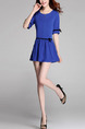 Blue Fit & Flare Above Knee Plus Size Dress for Casual Party Nightclub