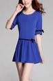 Blue Fit & Flare Above Knee Plus Size Dress for Casual Party Nightclub