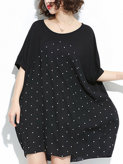 Black Shift Knee Length T-Shirt Dress for Casual