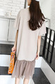 Beige Shift Knee Length Plus Size T-Shirt Dress for Casual