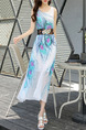 White Colorful Midi Plus Size Dress for Casual Beach