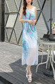 White Colorful Midi Plus Size Dress for Casual Beach