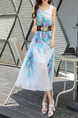 White Colorful Midi Plus Size Dress for Casual Beach