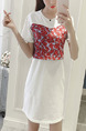 White and Red Shift Above Knee Plus Size Dress for Casual Party