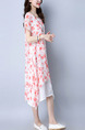 White and Red Shift Midi Plus Size Floral Dress for Casual Beach