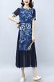 Blue Shift Midi Plus Size Floral Dress for Casual
