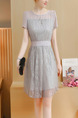 Grey Fit & Flare Above Knee Plus Size Dress for Casual Office Evening Party
