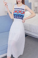 White Colorful Shift Midi Dress for Casual