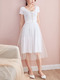 White Fit & Flare Knee Length Dress for Casual Party
